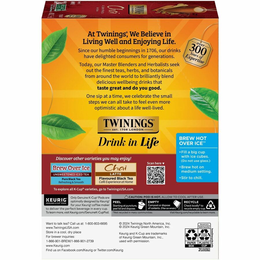 Twinings of London Chai Flavoured Black Tea K-Cup - 24 / Box