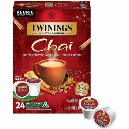 Twinings of London Chai Flavoured Black Tea K-Cup - 24 Count Box