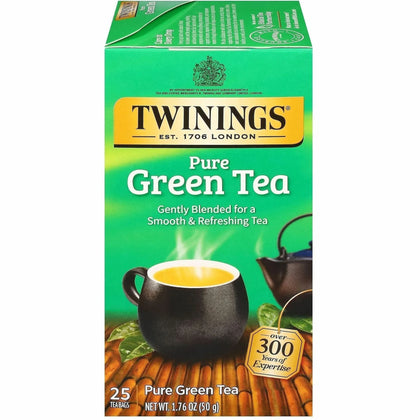 Twinings of London Green Tea Bags - 100% Natural - 25 Cups