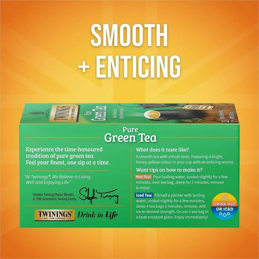 Twinings of London Green Tea Bags - 100% Natural - 25 Cups