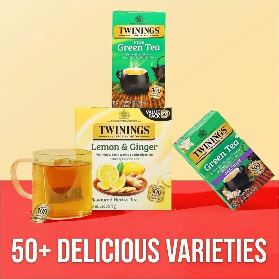 Twinings of London Green Tea Bags - 100% Natural - 25 Cups