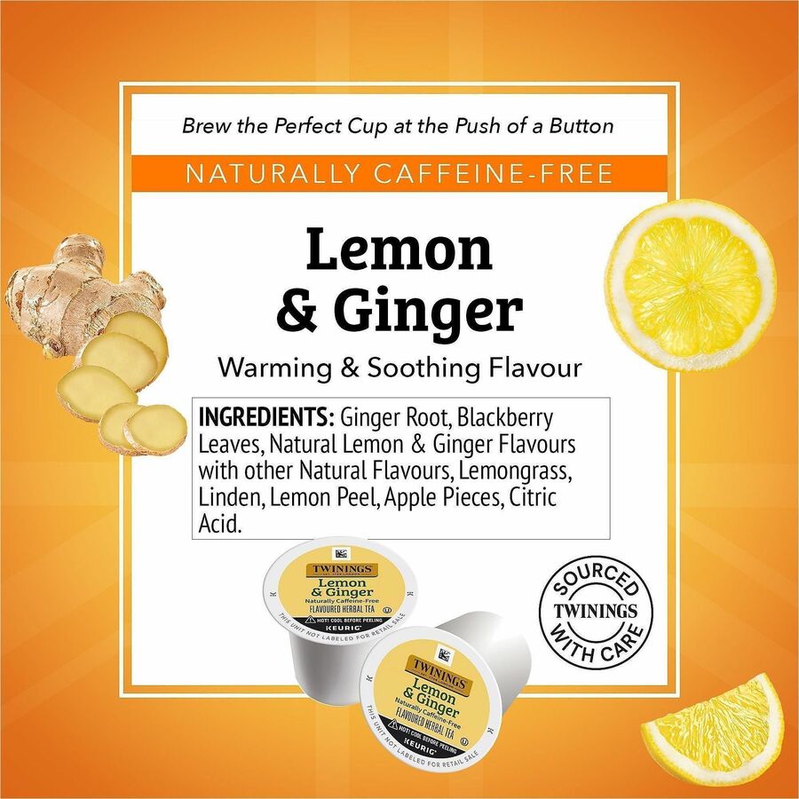 Twinings of London Lemon & Ginger Herbal Tea K-Cup - 24 Cup - Box