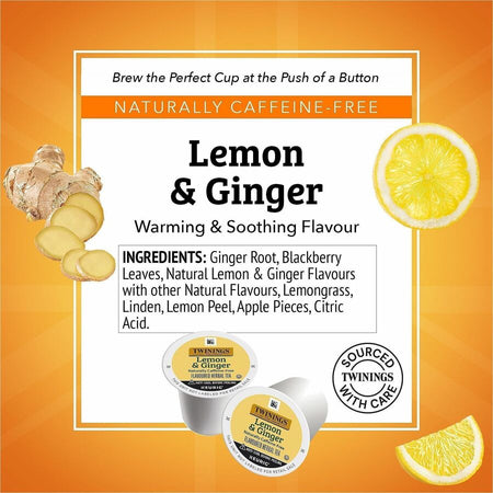 Twinings of London Lemon & Ginger Herbal Tea K-Cup - 24 Cup - Box