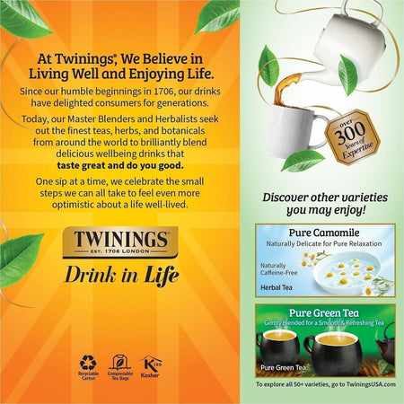 Twinings of London Pure Peppermint Herbal Tea Bag - 1.8 oz - 25 / Box