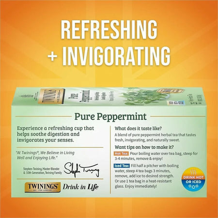 Twinings Pure Peppermint Herbal Tea Bags - Refreshing - 25