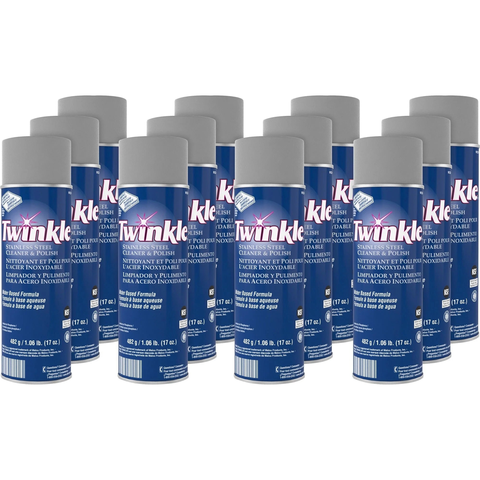 Twinkle Stainless Steel Cleaner/Polish - Ready-To-Use - Lemon Scent - 17 oz - 12/Carton - Specialty Cleaners