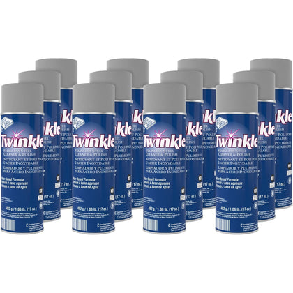 Twinkle Stainless Steel Cleaner/Polish - Ready-To-Use - Lemon Scent - 17 oz - 12/Carton - Specialty Cleaners