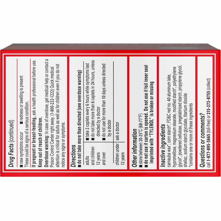 Tylenol Extra Strength Caplets - Rear