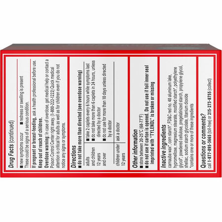 Tylenol Extra Strength Caplets - Rear