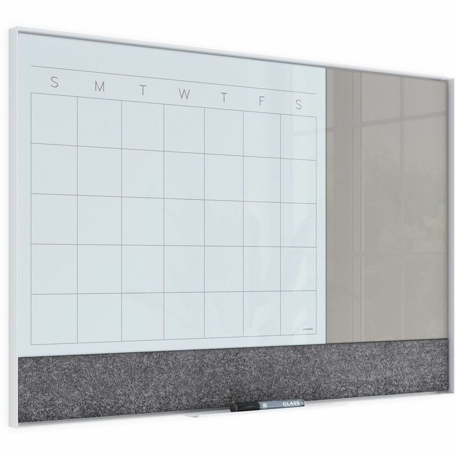 U Brands 3N1 Magnetic Glass Dry-Erase Monthly Calendar Board - Right