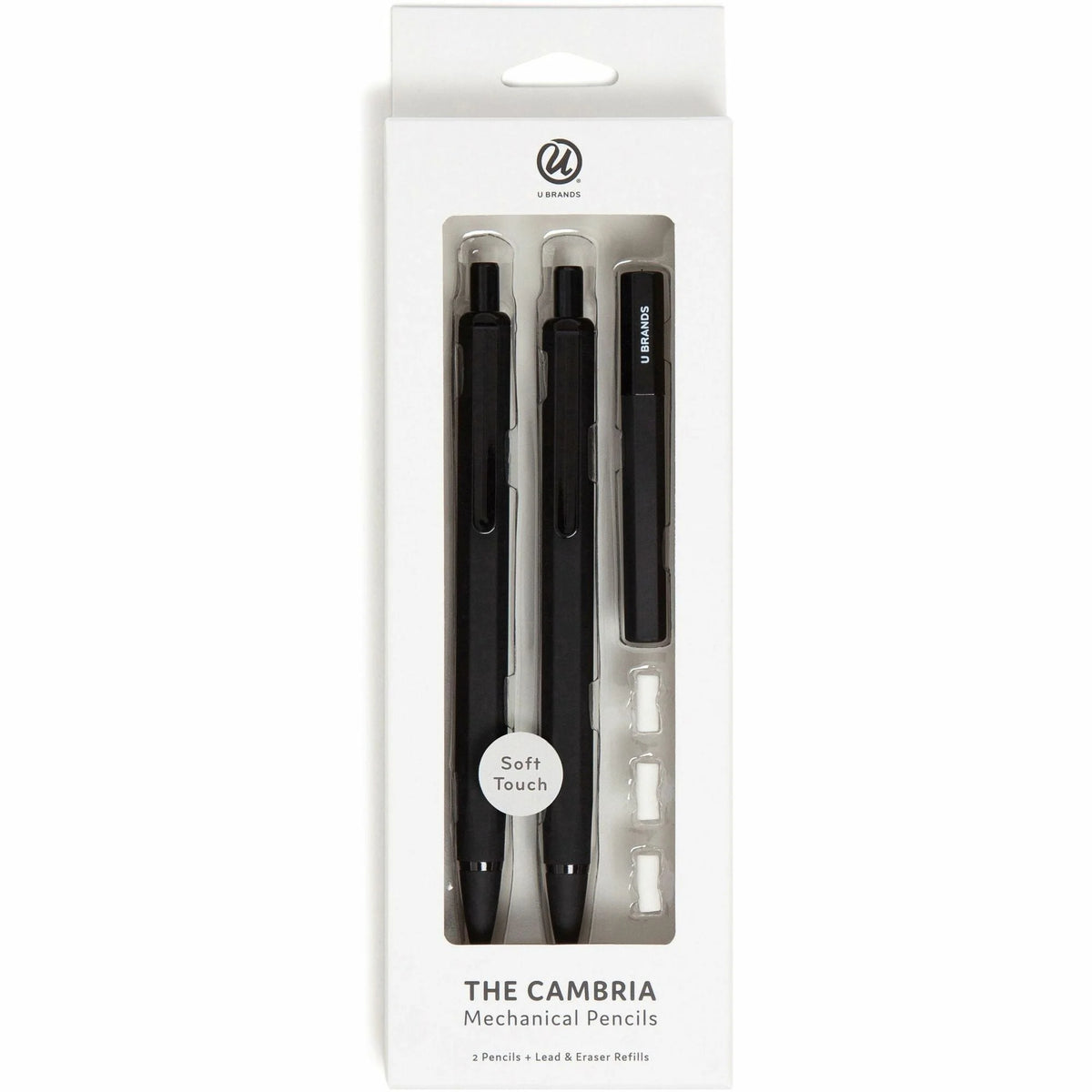 U Brands Cambria Mechanical Pencils - Refillable #2 Matte Black Barrel