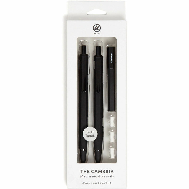 U Brands Cambria Mechanical Pencils - Refillable #2 Matte Black Barrel