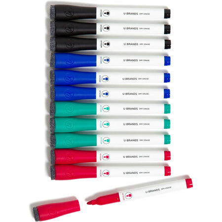 U Brands Dry-Erase Markers: Medium Point Erasable Ink Assorted Colors - 12 Pack - Markers &
