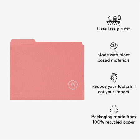 U Brands U-Eco 1/3 Tab Cut Letter File Folders - Eco-Friendly Poly - Assorted Tabs - 24 Pack - Top