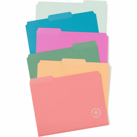 U Brands U-Eco 1/3 Tab Cut Letter File Folders - Eco-Friendly Poly - Assorted Tabs - 24 Pack - Top
