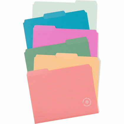 U Brands U-Eco 1/3 Tab Cut Letter File Folders - Eco-Friendly Poly - Assorted Tabs - 24 Pack - Top
