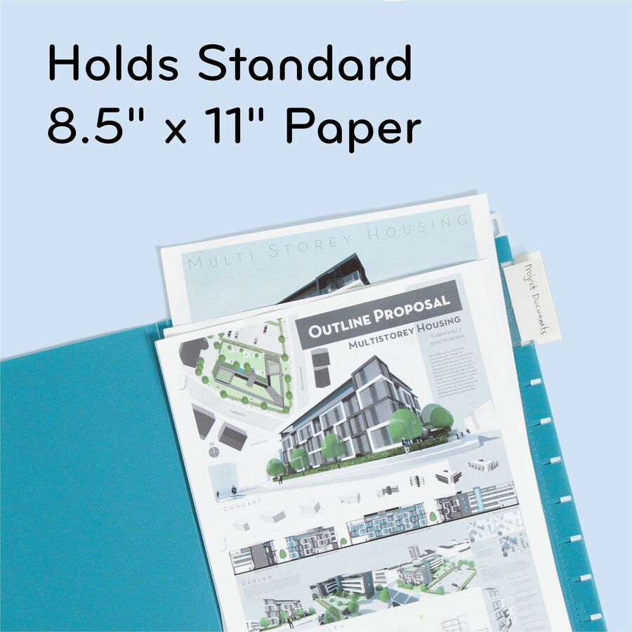 U Brands U-Eco 1/5 Tab Cut Letter Hanging Folder - 8 1/2’’ x 11’’ - Expansion - Poly - Assorted - 0% Recycled - 12