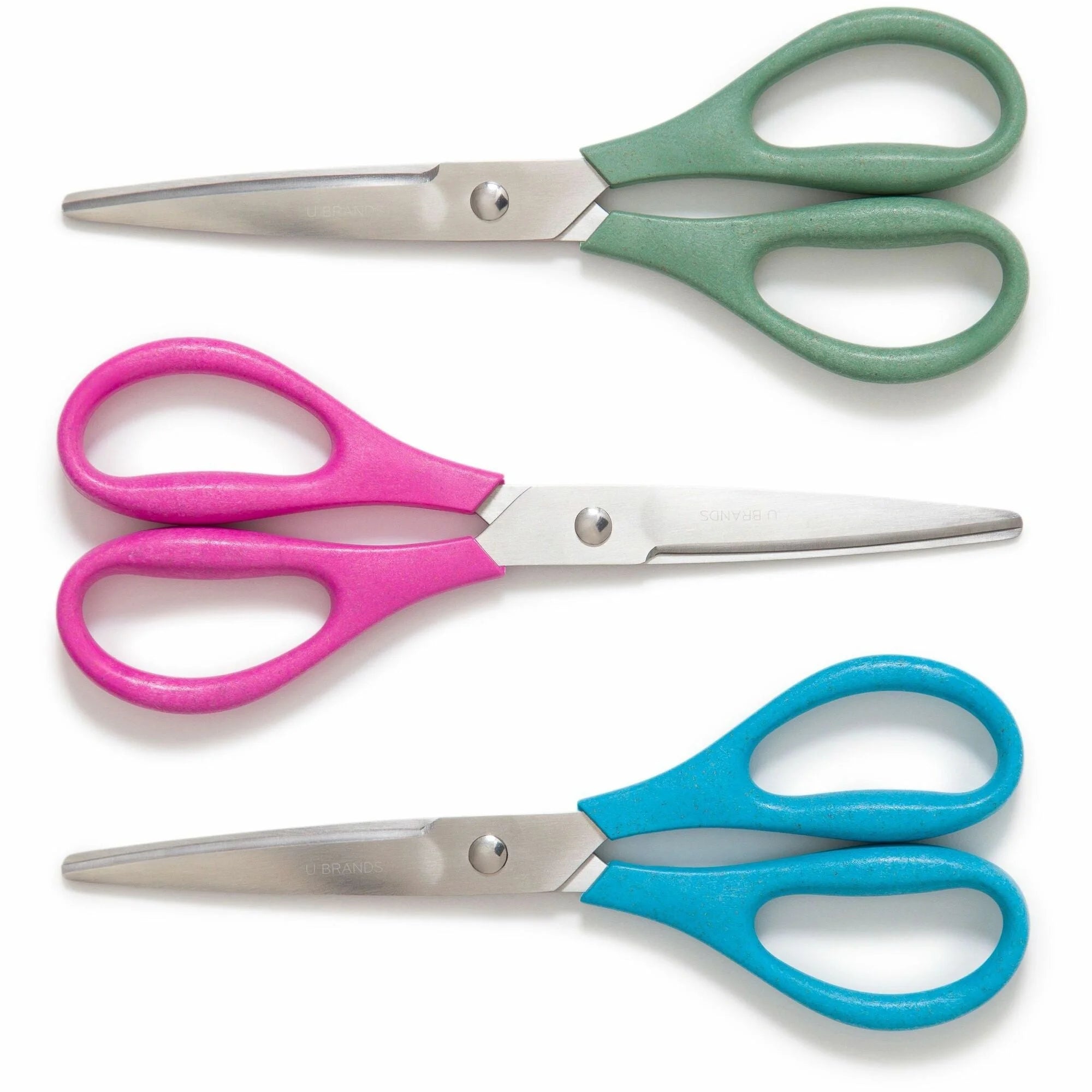 U Brands U-Eco 8’’ Scissors: Left/Right Stainless Steel Blunted Tip - Assorted Colors - Scissors