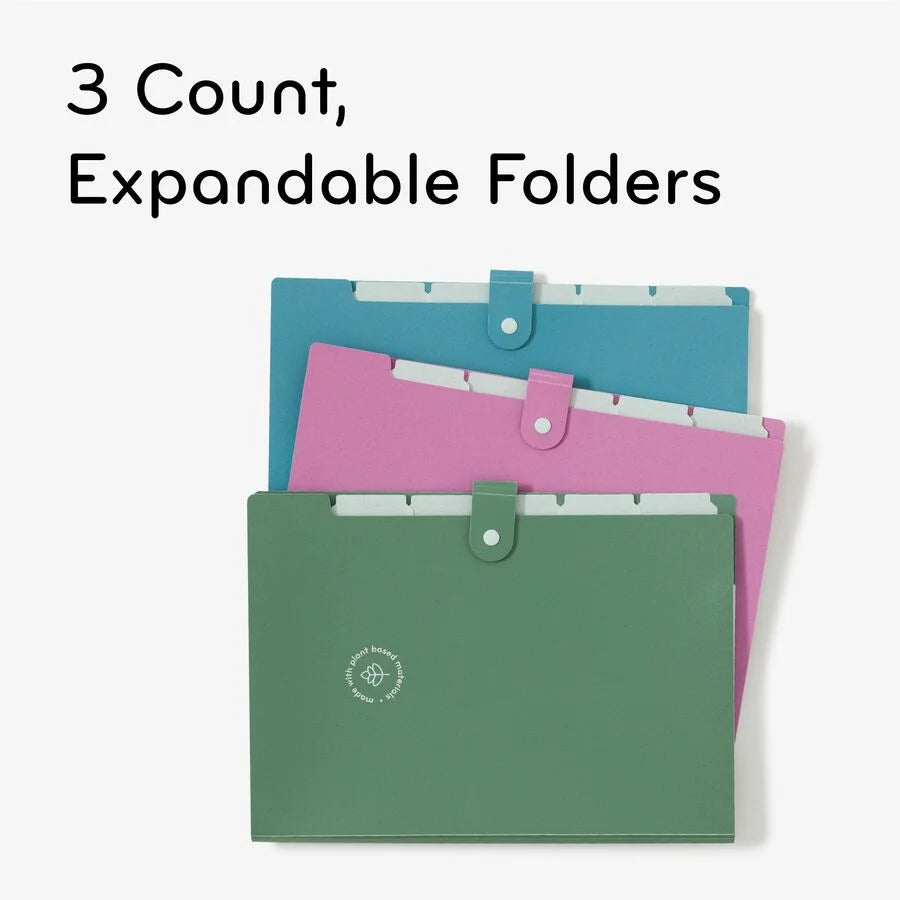 U Brands U-Eco Expanding File: 6-Pocket Letter Size Poly File Assorted Colors - Files