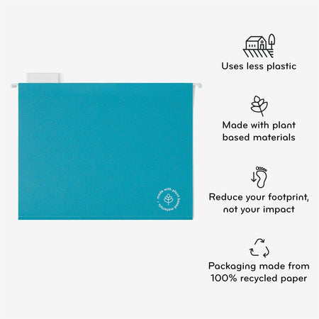 U Brands U-Eco 1/5 Tab Cut Letter Hanging Folder - 8 1/2’’ x 11’’ - Expansion - Poly - Assorted - 0% Recycled - 12