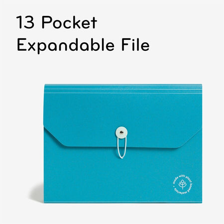 U Brands U-Eco Letter Expanding File - 8 1/2’’ x 11’’ - 13 Pocket(s) - Poly - Blue - 0% Recycled - 1 Each - Files