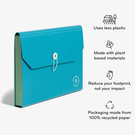 U Brands U-Eco Letter Expanding File - Eco-Friendly Blue Poly Organizer - Files