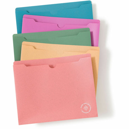 U Brands U-Eco Straight Tab Cut Letter File Jacket - 8 1/2’’ x 11’’ - 1’’ Expansion - 1 Pocket(s) - Poly - Assorted