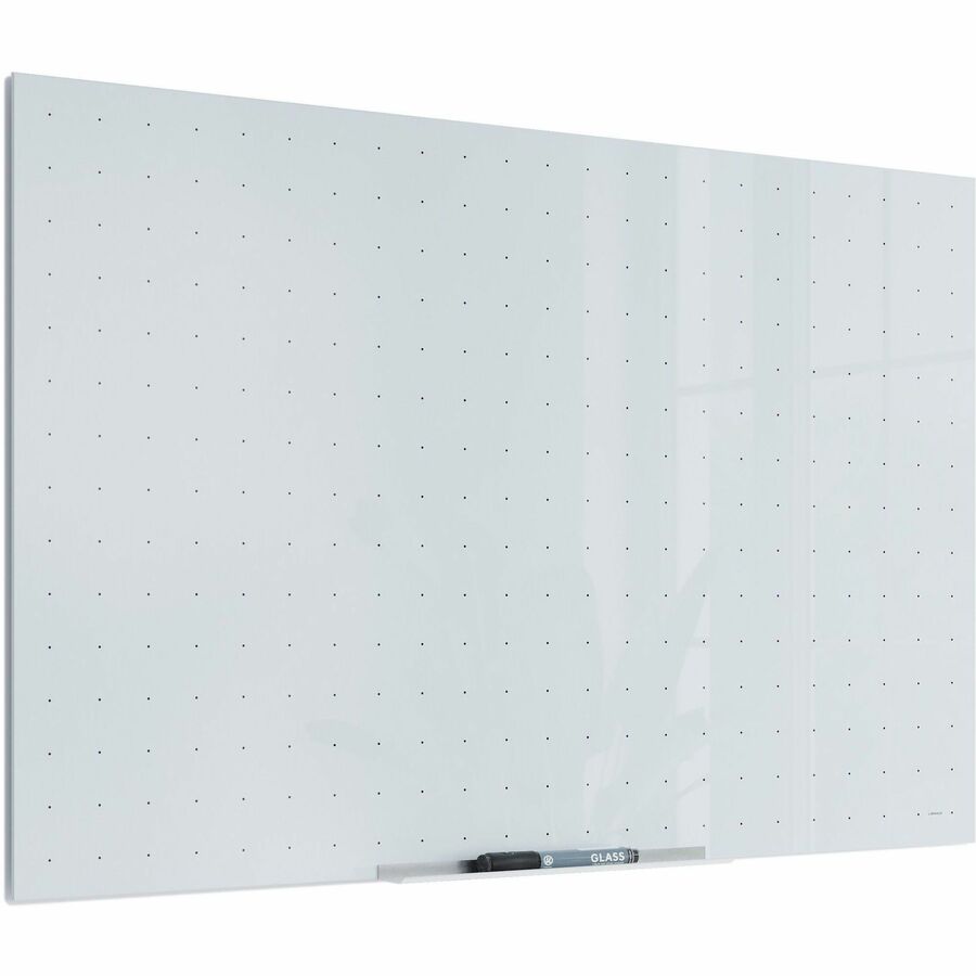 U Brands Floating Frameless Non-Magnetic Ghost Grid Glass Dry-Erase Board - Right