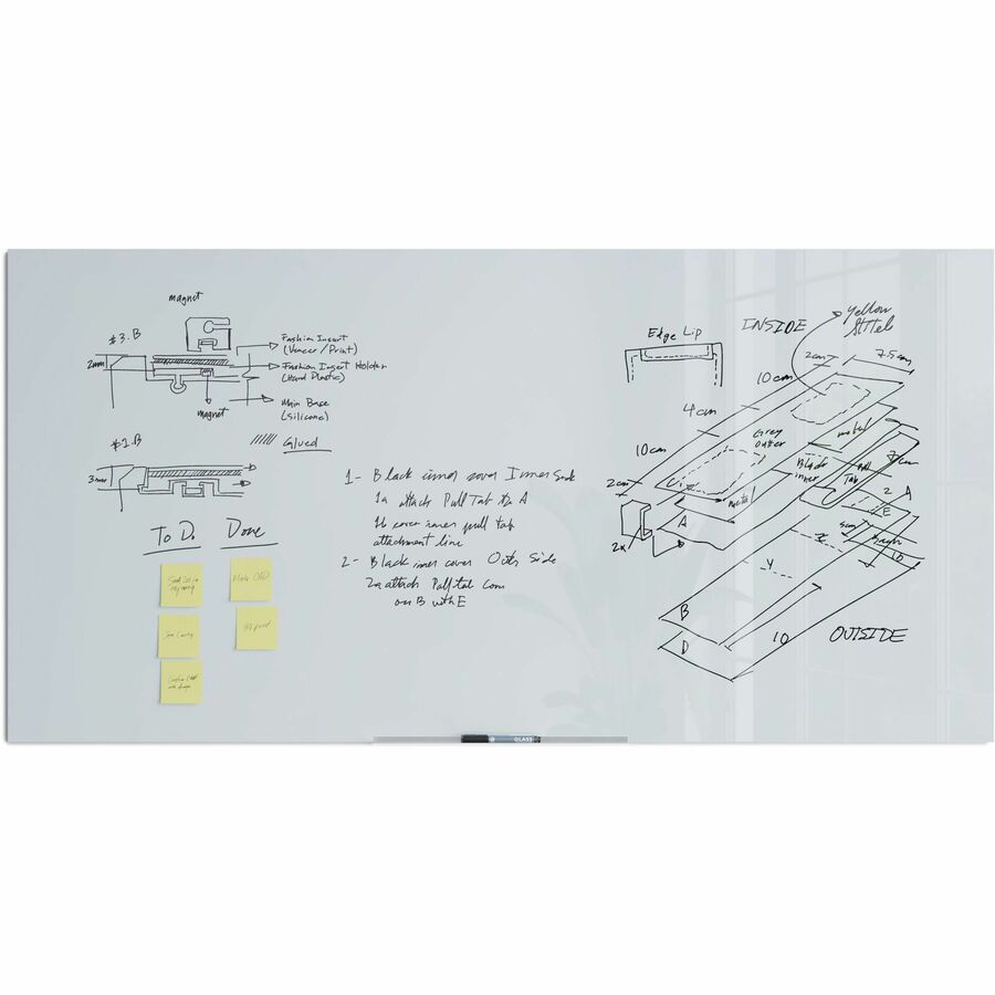 U Brands Floating Non-Magnetic Glass Frameless Dry-Erase Board - Front