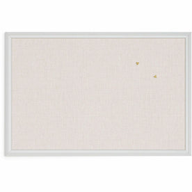 U Brands Linen Bulletin Board - 20x30 Tan Cork - Self-healing Durable - White Wood Frame - Boards