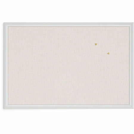 U Brands Linen Bulletin Board - 20x30 Tan Cork - Self-healing Durable - White Wood Frame - Boards