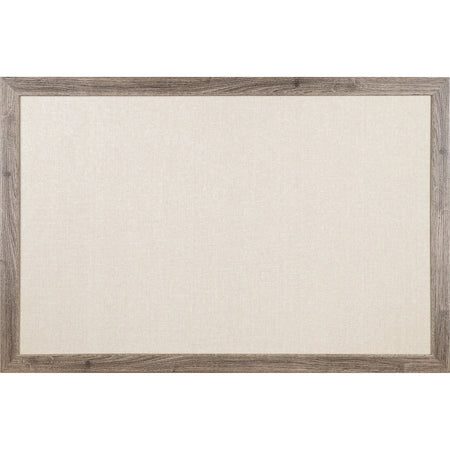 U Brands Linen Bulletin Board - 24x36 Tan Surface - Rustic Wood Frame - Boards