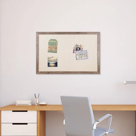 U Brands Linen Bulletin Board - 24x36 Tan Surface - Rustic Wood Frame - Boards