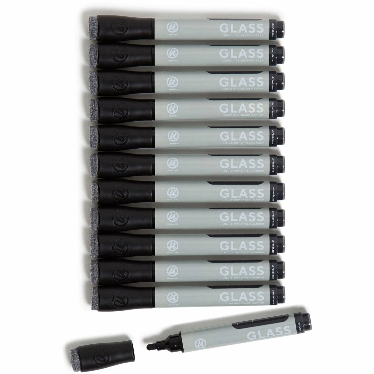 U Brands Magnetic Dry-Erase Markers - Black Ink - 12 Pack - &