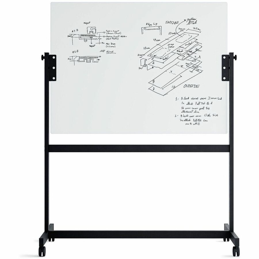U Brands Magnetic Glass Dry-Erase Board Rolling Easel - Front