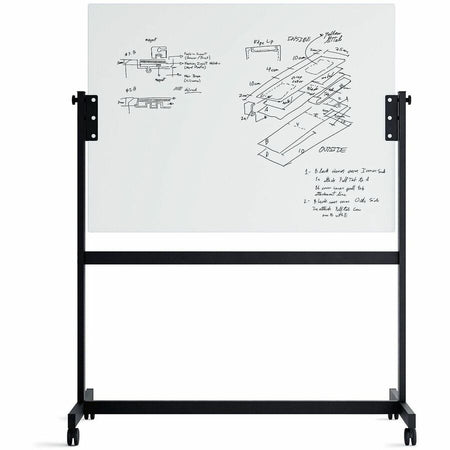 U Brands Magnetic Glass Dry-Erase Board Rolling Easel - Front