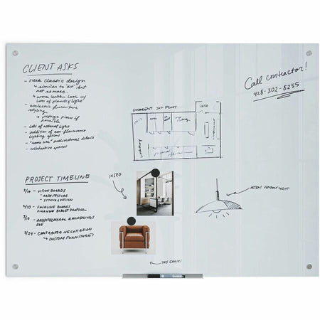 U Brands Magnetic Glass Frameless Dry-Erase Board - Front