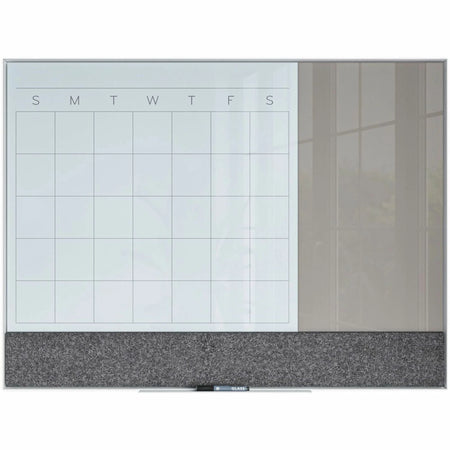 U Brands Magnetic Glass Monthly Calendar - 48x36 in - Gray Tempered Surface - Boards