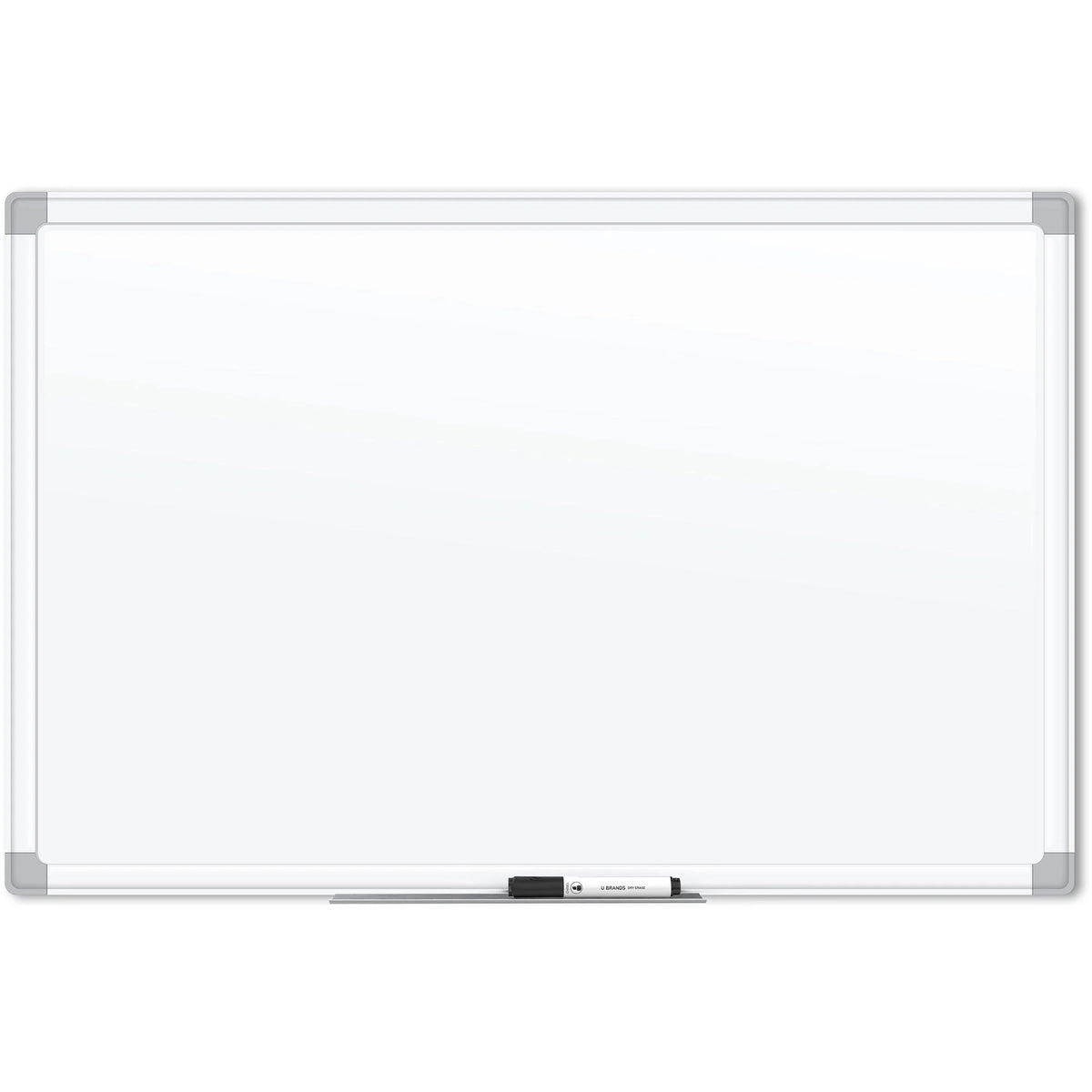 U Brands Magnetic Porcelain Steel Board - 48x36’’ White Surface Aluminum Frame - Dry Erase Boards
