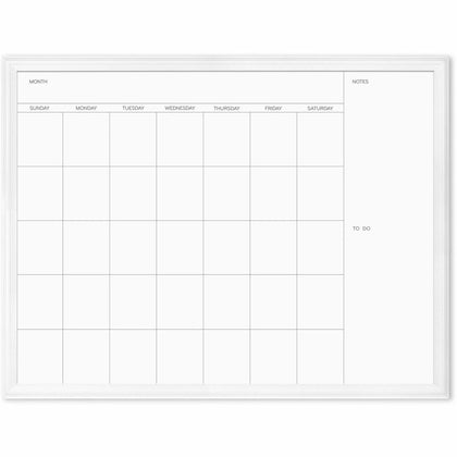 U Brands Monthly Calendar Board: 40’’x30’’ White Steel Surface - Boards