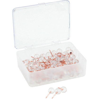 U Brands Sphere Push Pins: Rose Gold & Clear 0.44’’ Shank 0.38’’ Head - 100 Pack - Board Easel Accessories