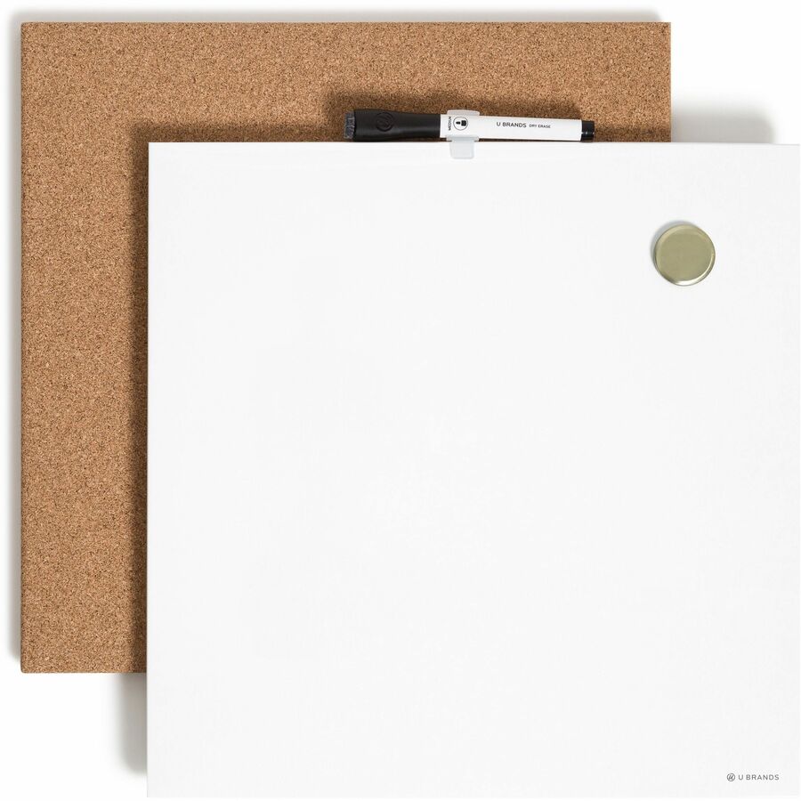 U Brands Tile Board Value Pack Frameless Dry-Erase Board & Corkboard - Front