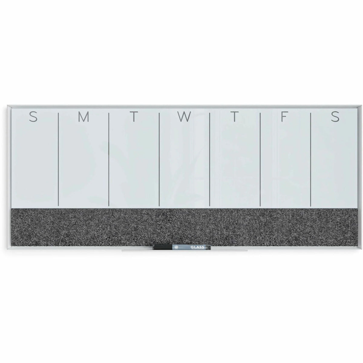 U Brands Weekly Calendar Board: 15.25’’ x 36’’ White Glass - Stain & Ghost Resistant - Dry Erase Boards