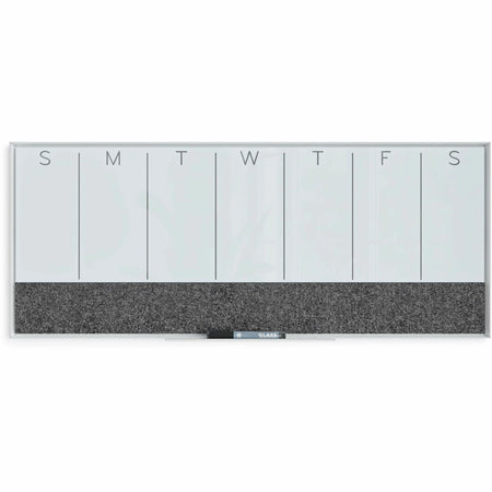 U Brands Weekly Calendar Board: 15.25’’ x 36’’ White Glass - Stain & Ghost Resistant - Dry Erase Boards
