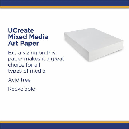 UCreate Art1st Mixed Media Art Paper - 500 Sheets - 4x18x24 - White - Drawing & Sketch Pads