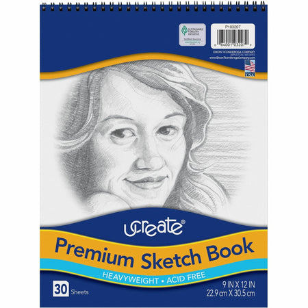UCreate Art1st Sketch Book: 30 Sheets 9’’ x 12’’ Spiral Bound Heavyweight White Paper - Drawing & Pads