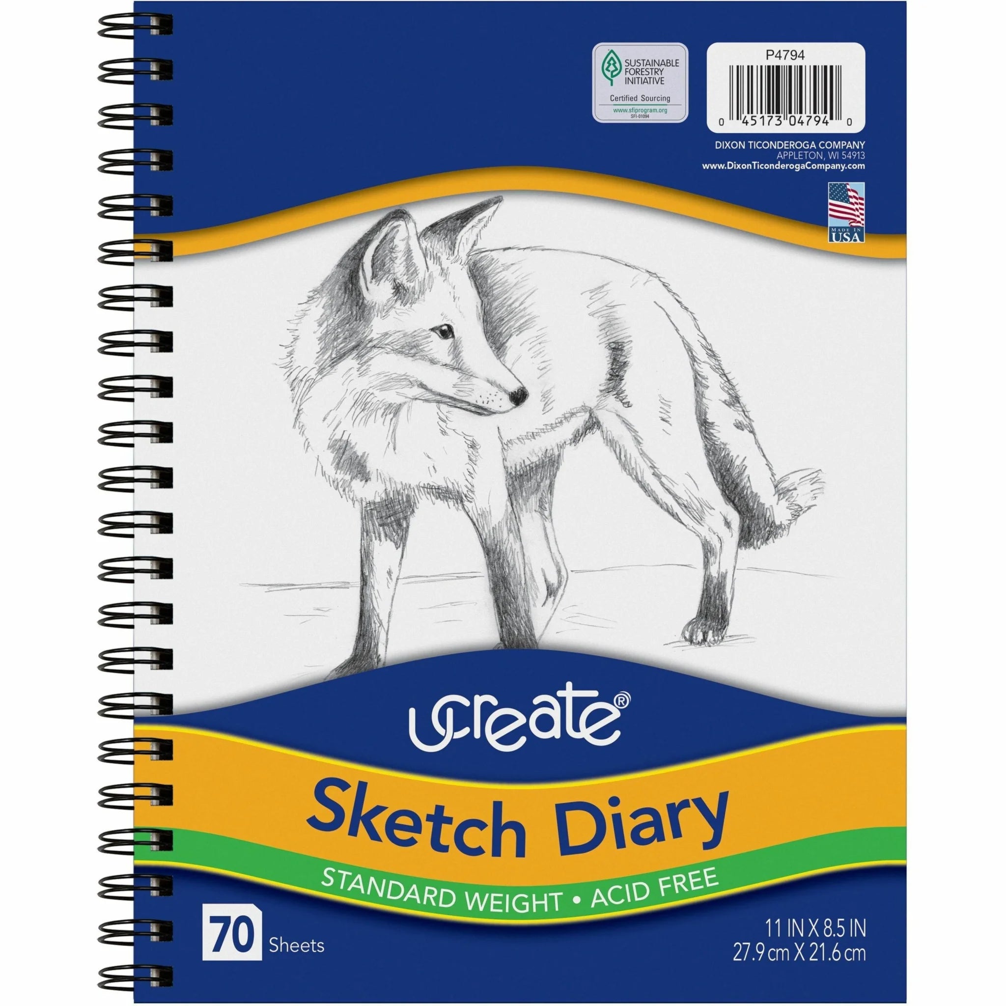 UCreate Art1st Sketch Diary - 70 Sheets - Plain - 8.5’’ x 11’’ - Acid-free - Recycled - Drawing Paper & Pads