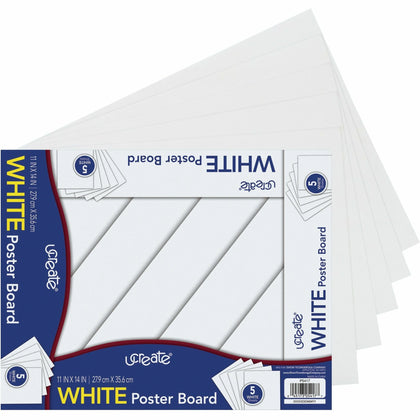 UCreate Poster Board Package - Versatile 11x14 White Boards - 5 Pack - Project