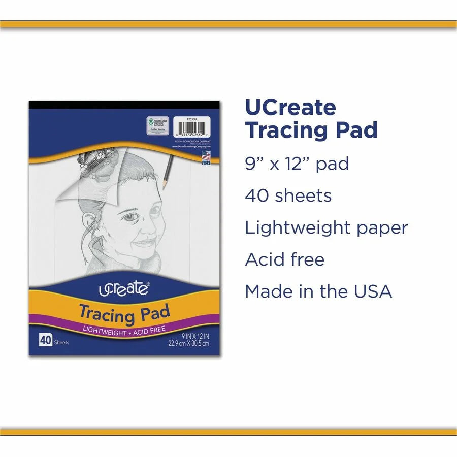 UCreate Tracing Pad: 40 Sheets 9’’ x 12’’ Transparent Paper - Drawing & Sketch Pads