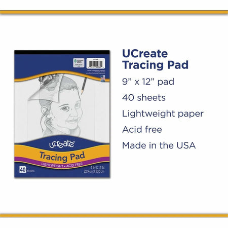 UCreate Tracing Pad: 40 Sheets 9’’ x 12’’ Transparent Paper - Drawing & Sketch Pads